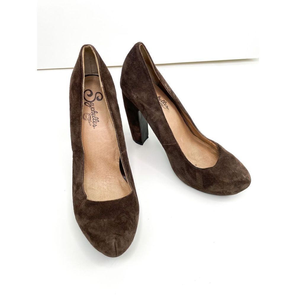 Seychelles Vintage 90s Suede Block Pump Brown Heels Size 8
